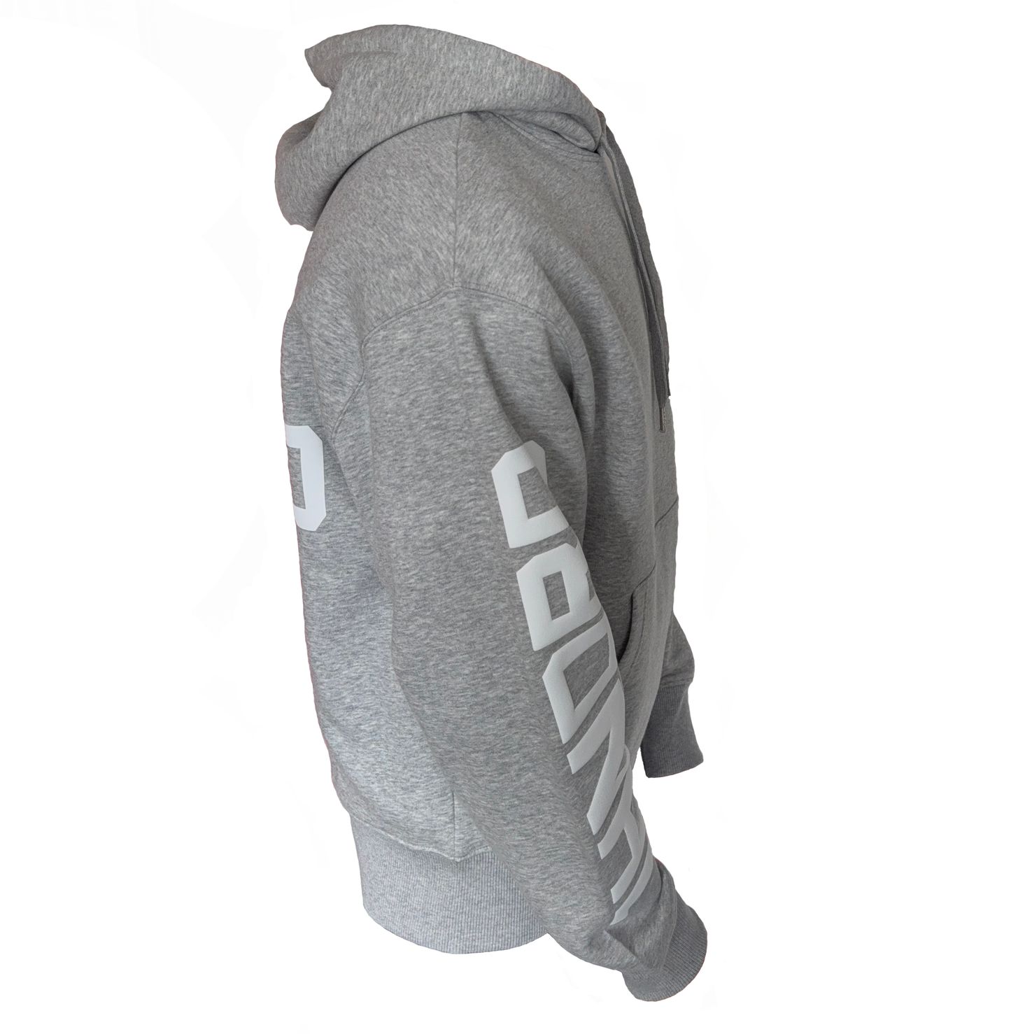 Heather Grey Hoodie Dual White Logo