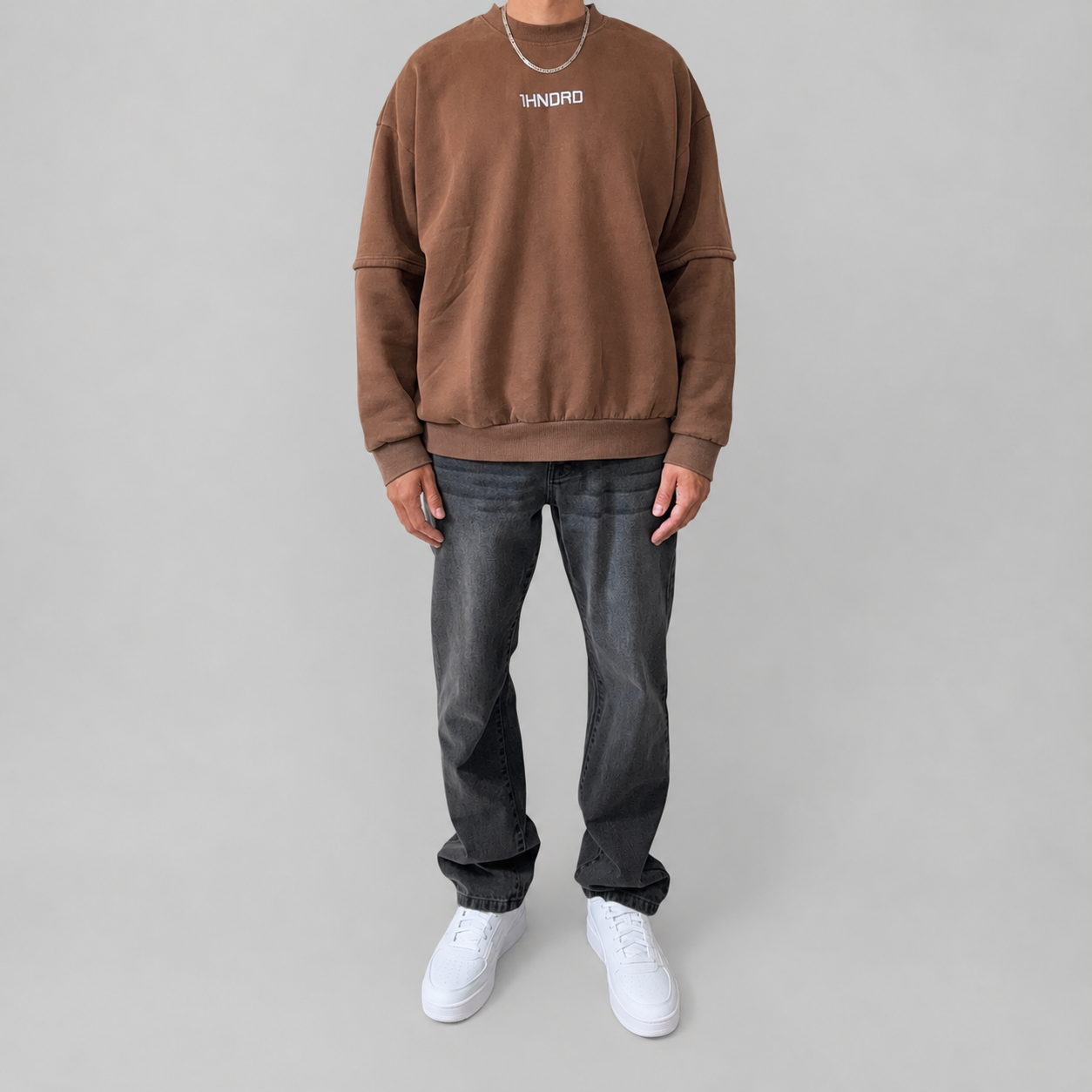 Brown Embroidered Jumper