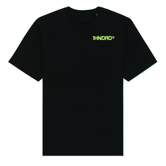 Basic Black Tee Neon Green Logo