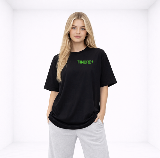 Basic Black Tee Neon Green Logo