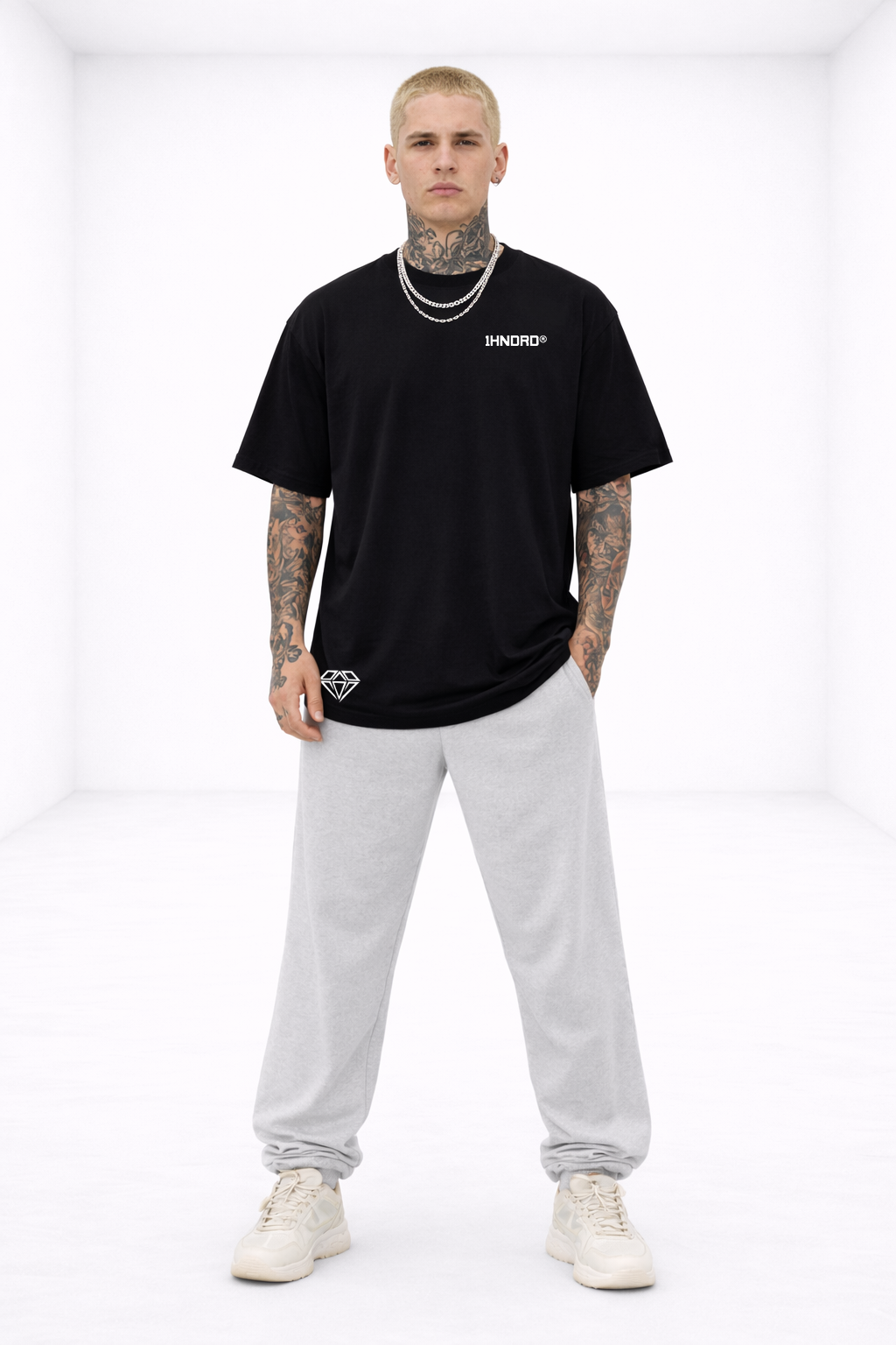 Black Double Logo Tee
