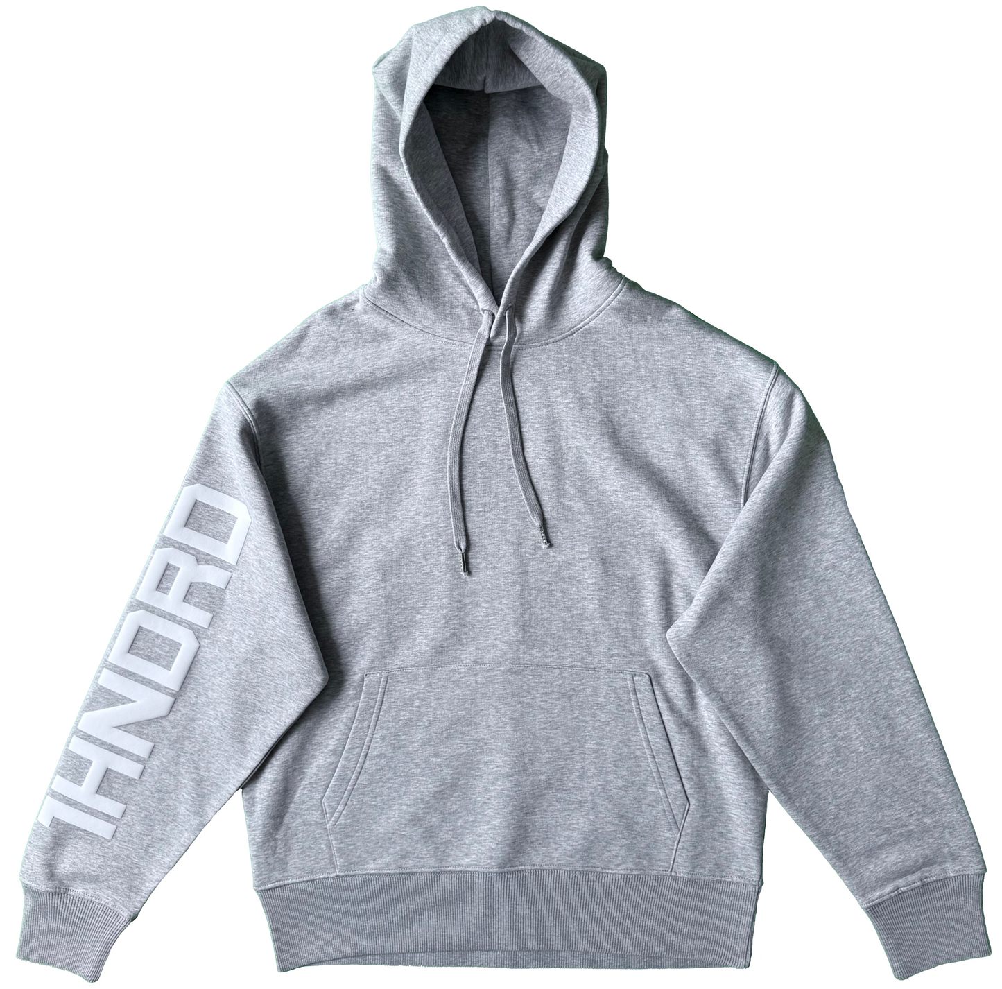 Heather Grey Hoodie Dual White Logo