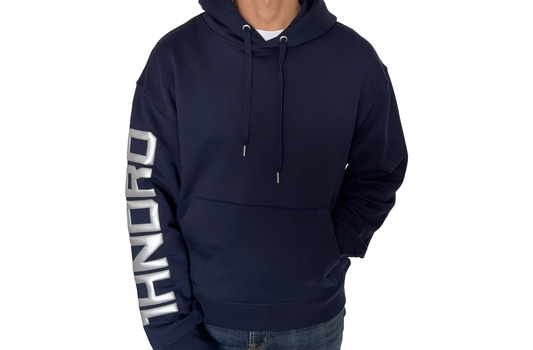 Navy Hoodie Dual Silver Logo