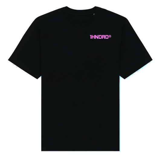 Basic Black Tee Neon Pink Logo